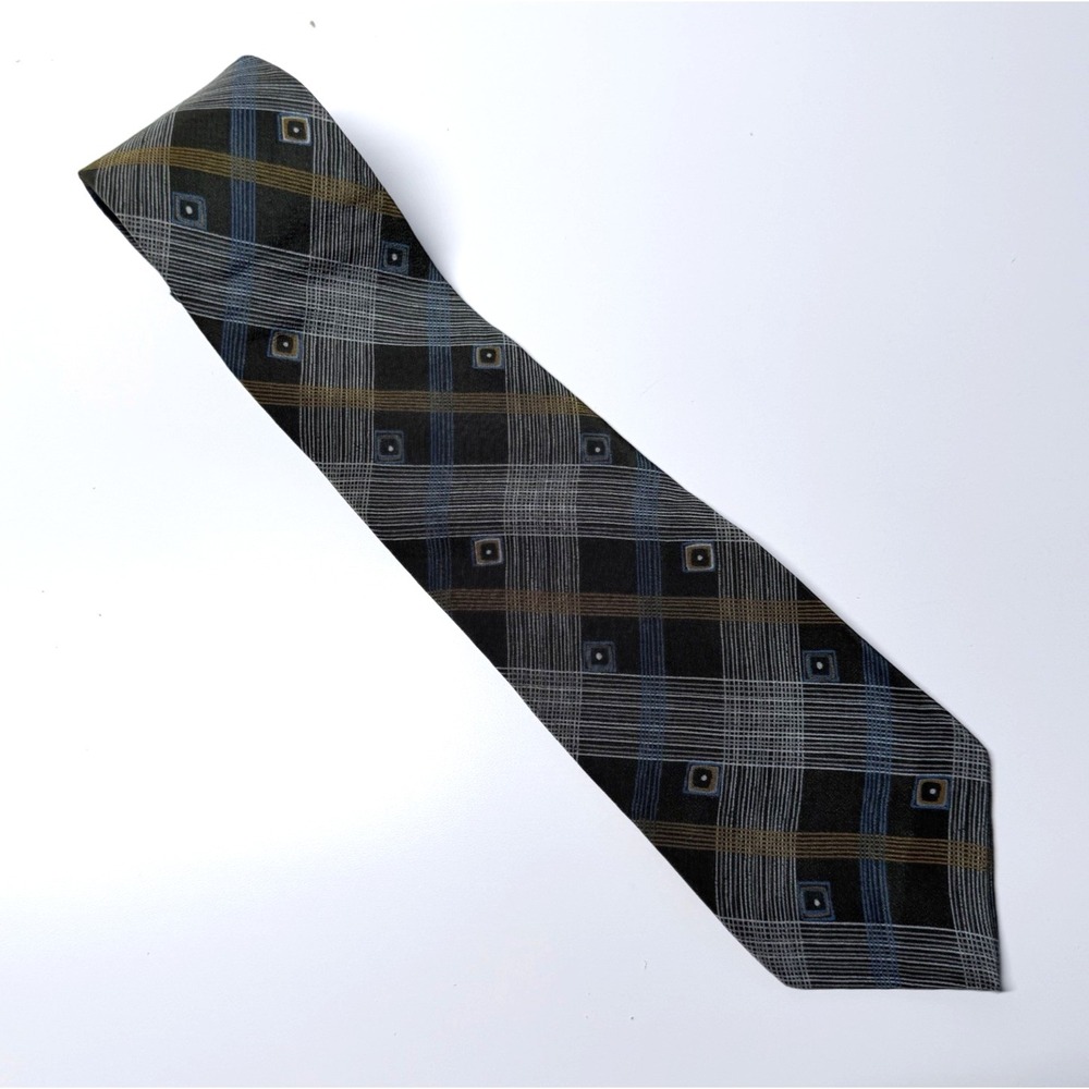 Structure Plaid Geometric Necktie Dark Academia Retro Mod Office Core Tie‎ USA